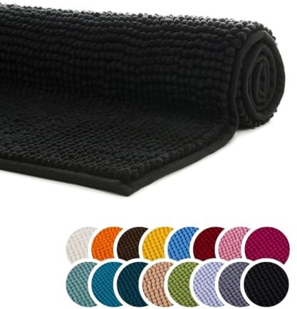 liebling Badteppich, 100% Polyester - Mikrofaser, Serie Chile, 70 x 120 cm, 30 Grad waschbar, Fußbodenheizung geeignet, Farbe: Graphit