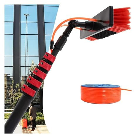 Telescopic Cleaning Brush Water Fed Pole Kit With Hose Spray, Solar Panel Cleaning Outdoor Washing(10.8M)