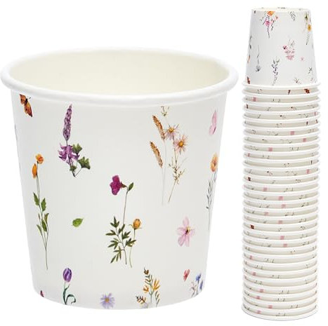 Crisky 300 Pack Paper Bathroom Cups 3oz Disposable, Elegant Design Floral Small Mouthwash, Hot/Cold Beverage Coffee, Dessert Available for Birthday Parties, Home-use, Picnics, Ceremonies Any Events
