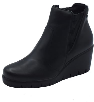 ENVAL SOFT 6769500 Nappa Soft Nero Tronchetti per Donna in Pelle con Lampo e Zeppa Alta (Taglia 37)