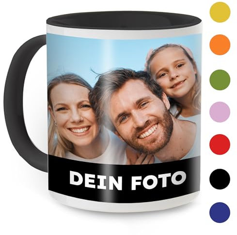Cimpress Mug Photo Personnalisé avec Texte, Tasse en Céramique 325 ml avec Anse Colorée, Cadeau Personnalisé pour Entreprise, Maison, ou Événement