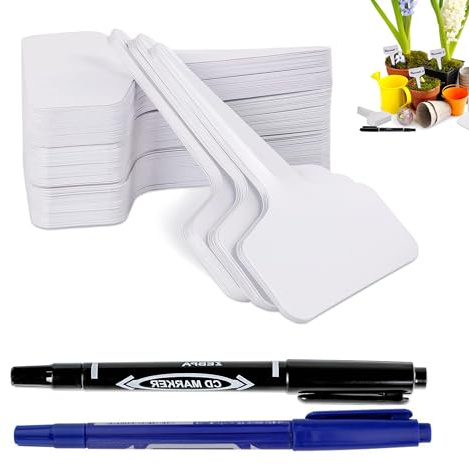 120Pcs Garden Plant Labels,Reusable PVC T-Tags with 2 Markers,Plant Markers | Waterproof UV-Resistant,for UK Outdoor Gardening