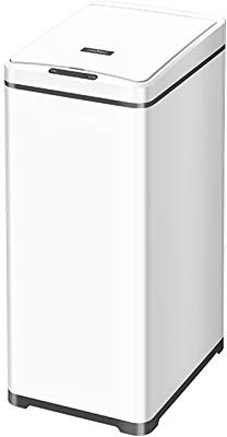Poubelle De Cuisine Domestique De Grande Capacité Avec Couvercle Poubelle Intelligente En Acier Inoxydable Poubelle À Induction Rectangulaire 50 Litres / 13,2 Gallons Poubelle Pour Intérieur, Blanche