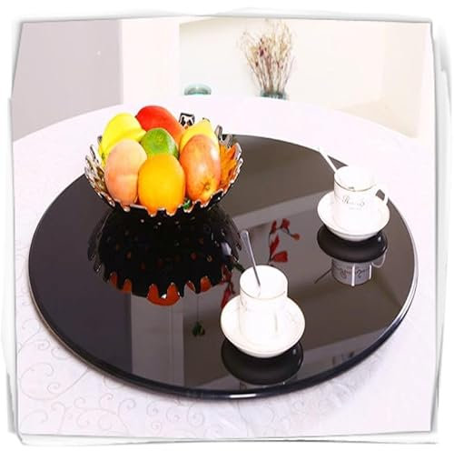 Lazy Susan - Bandeja giratoria grande de cristal negro para servir de 61 cm, 71 cm, suave giro de 360°, fácil de compartir alimentos, esencial (60 cm)