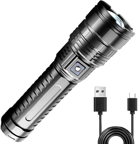 Multifunctional White Telescopic Zoom Tactical Flashlight,Rechargeable Flashlights,Waterproof Powerful Flash Light Multifunctional Flashlights