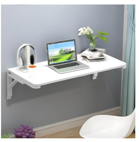 ZHZHXR Wandmontage Schreibtisch Platzsparender Küchentisch Wandklapptisch Wandtisch Klappbar für Kleine Räume, Büro, Studie, Arbeiten, Küche, Weiß(60x40cm)