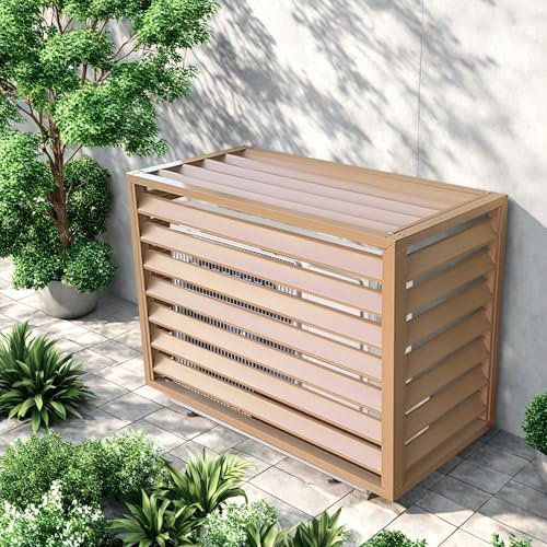 MMleYN Aluminum Alloy Air Conditioner Cover Privacy Screen Outdoor Air Conditioning Rack Frame Radiator Cover Frame Decorative Over For Balconies, Terraces, Windowsills(Champagne)