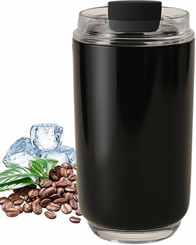 Coffee Travel Mug 240ml Stainless Steel Vacuum Flask, Insulated Tumbler, Reusable Thermal Cup with Leakproof Lid, Eco-Friendly Office Double Walled Mug for Hot Tea & Cold Drinks Perfect Gifts (Black)