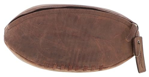 Ashwood Leather Rugby Ball Washbag for Men, Toiletry Bag, Travel Grooming Kit, Vintage Sports-Inspired Shape with Zip Closure, Gold Hardware – Gift for Travellers & Sports Fans: Q-40 (Brown)