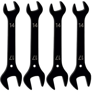 Mandouer 14mm x 17mm Double Open End Spanner, Thin Carbon Steel Wrench | Lightweight and durable, super thin 3mm profile for tight spaces, ideal for motorcycle, workshop and home DIY (4-Piece)