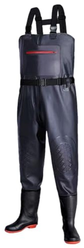 Scafandro da Pesca per Uomini e Donne,Waders Pesca PVC con Stivali da Pesca,Trampolieri da Pesca Impermeabili,Attrezzatura da Pesca,Waders Pesca Abbigliamento con ginocchia rinforzate Tagliano36-47