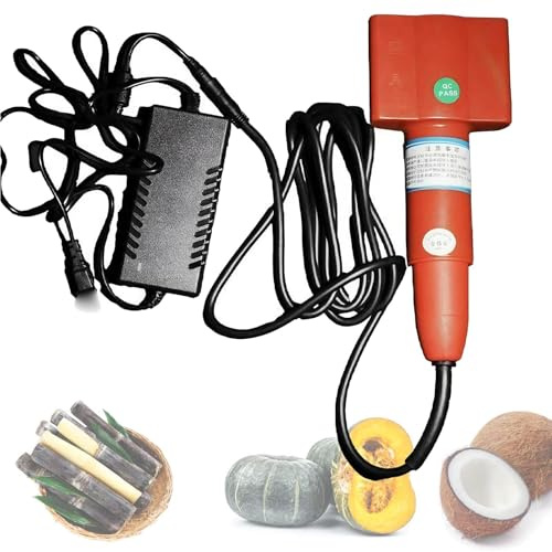 Éplucheur de canne à sucre électrique et coupe-noix de coco, design de grattage automatique avec couvercle de sécurité pour une préparation efficace des fruits et légumes