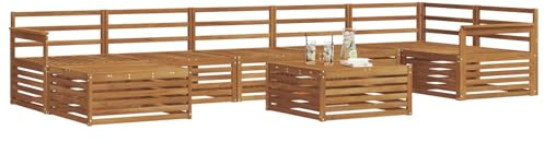 vidaXL Sofagarnituren 8 pcs Natur Massivholz Akazie, Garten Ecksofa Set, modernes Outdoor-Möbel, strapazierfähig, zum Chillen am Pool, für die Terrasse