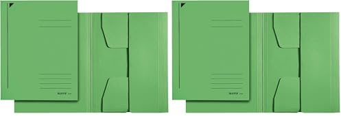 Leitz Jurismappe, Hochwertige A4 Dokumentenmappe, Flügelmappe bis zu 250 Blatt, Perfekt für Unterwegs oder als Umlaufmappe, 100% Recycling Karton, Blauer Engel, Grün, 39240055 (Packung mit 2)