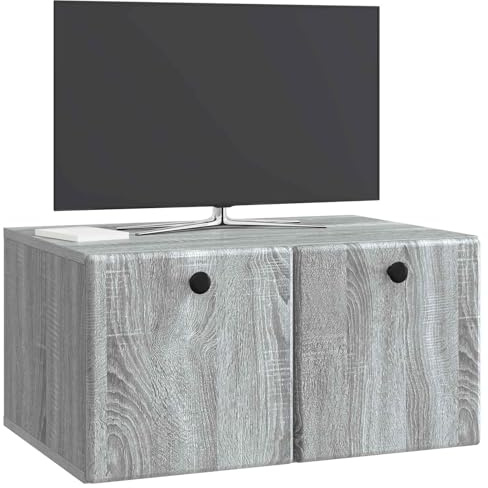 vidaXL Wandmontierter TV-Schrank 59,5 x 41 x 30 cm Grau Sonoma, Wohnzimmeraufbewahrung, moderner Schrank, Wand-TV-Ständer, rechteckiges Design, viel Platz, praktische Möbel