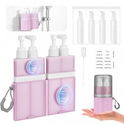 Yotako 4 in 1 Reisespender mit Saugnapf, TSA auslaufsicheres Silikon