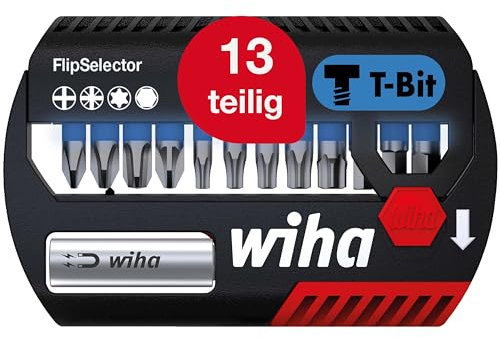 Wiha FlipSelector T-Bit Set 14-tlg. I 25 mm PH, PZ, TORX, Sechskant 1/4 C6,3 I Impact- & Schlaugschrauber Geeignet (41826)