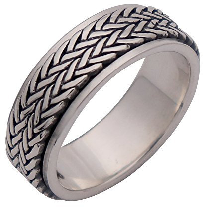 Echt 925 Sterling Silber Geflochtener Seil Spinner Ring Band Fidget Anxiety Ring für Herren Damen Größe 65