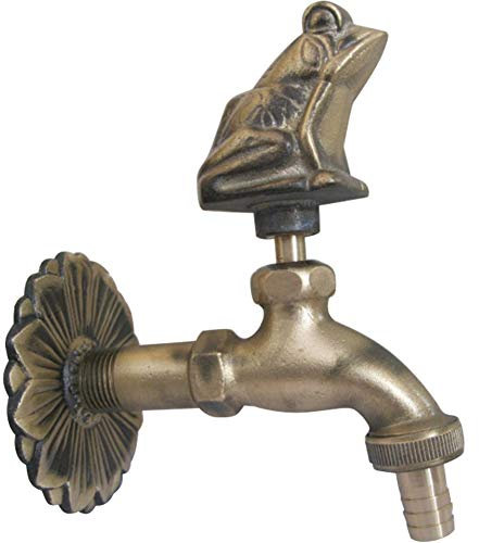 TINTON LIFE Dekorativer Wasserhahn für den Außenbereich, Retro-Messing-Wasserschlauch, Wandmontage, für 1,27 cm Schlauch, Frosch