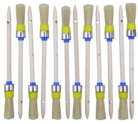 ROTIX - 93621 | Lot de 12 pinceaux ronds de 20 mm de diamètre - Taille 2 - Poils clairs