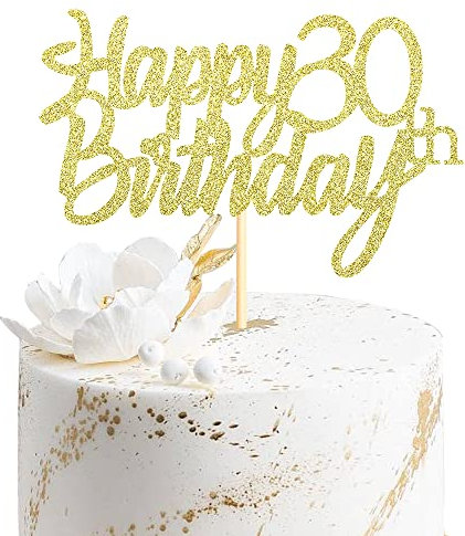 Sumerk 1 Stück Happy 30th Birthday Cake Topper Glitter 30.Geburtstag Tortendeko 30 Geburtstag 30th Geburtstagskerzen Cake Topper Tortendeko für mann frauen