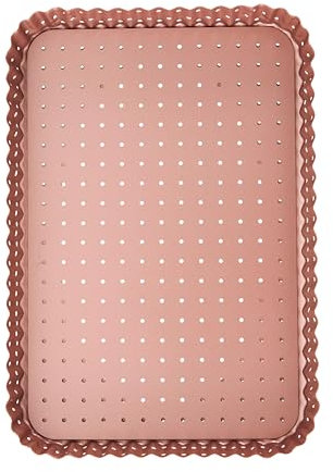 Wiltshire Moule à quiche et tarte rectangulaire en or rose, sans PFOA, plaque perforée, grand moule à pâtisserie avec base amovible, antiadhésif, 31,5 x 21,5 x 2,8 cm