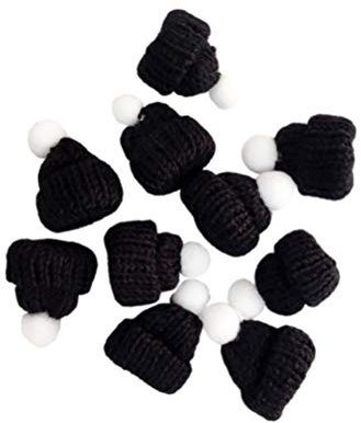PRETYZOOM 10 Stück Miniatur Strickmützen Lollipop Mütze Lutscher Topper Schwarz Mini Hut Puppenmütze Puppenhaus Puppenhut Christbaumschmuck DIY Handwerk Schmuck Basteln Schmuckanhänger Zubehör