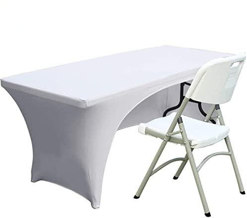 Spandex Tischdecke Fitting Polyester Tischdecke Stretch Tischdecke Tischplatte Offene Rückseite - 4FT/120CM, Weiß
