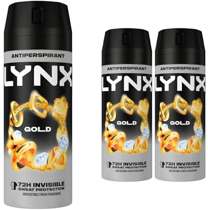 3 Pack of 150ml Lynx Gold Temptation Anti-Perspirant Body Spray with 48H Sweat Protection