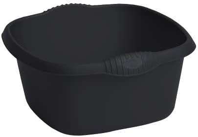 32cm Plastic Square Washing Up Bowl Sink Tidy Basin Mixing Kitchen Caddy 9L Litre Serving Bowls -Midnight Dark Greyish