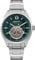 Ingersoll The Shelby Herren-Automatikuhr, 44 mm, mit grünem Zifferblatt mit offenem Herzen und silbernem Edelstahlarmband I10903B