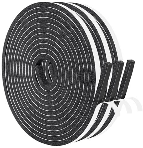 Yotache Dichtungsband Selbstklebend, fensterdichtung,6mm(B) x 6mm(D), Schaumstoffband mit hoher Dichte, Selbstklebendes Moosgummiband für Kollision Siegel Schalldicht (3 Rollen x 3M Lang)