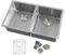 LQS Undermount Kitchen Sink 31 x 18 Inch, Stainless Steel Undermount Double Bowl Sink, 50/50 Double Bowl With Sink Grids and Sink Drain Strainers