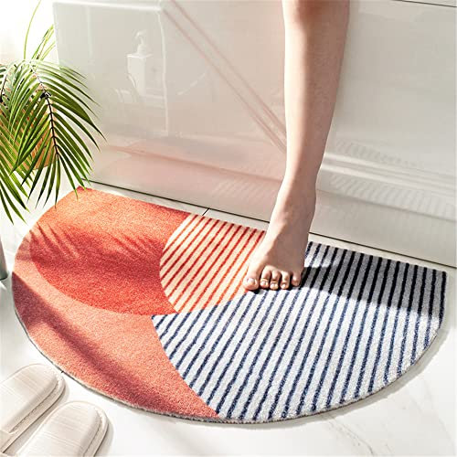 THRILRUG 60x100cm Half Round Inside Door Mats for Front Door, Entryway Rug Boho Door Mat,Half Circle Cute Welcome Mat for Entrance,Semicircle Mud Dirt Trapper Non-Slip Low-Profile