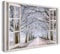 Printistico Bilder Fensterblick 120x80cm Baumwoll-Leinwand auf Keilrahmen mit Aufhänger moderner Kunstdruck XXL Wandbilder Wand-Dekoration Feldweg Bäume Winter Schnee Natur - Natur-Fotografie