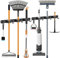 2 Stück Besenhalterung Wand, ibell Gerätehalter Edelstahl Gartengerätehalter Wandhalterung, Mopphalter Selbstklebend Werkzeughalter Organizer mit 3 Halter und 4 Haken für Zuhause Küche Badezimmer