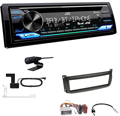 JVC KD-DB922BT 1-DIN Autoradio CD-Receiver Bluetooth DAB+ Digital Radio Einbauset passend für Jeep Grand Cherokee 2002-2004 schwarz