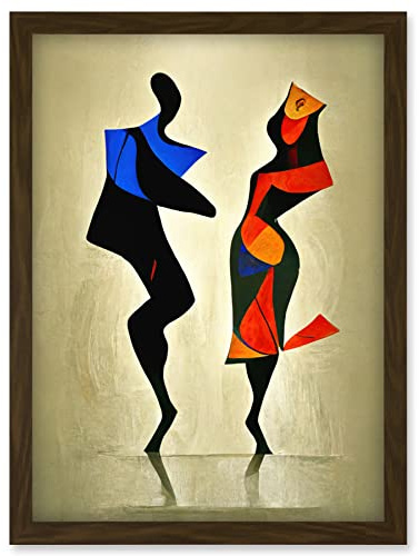 Doppelganger33 LTD Abstract Modern Painting Of Two Figures Dancing Artwork Framed Wall Art Print A4