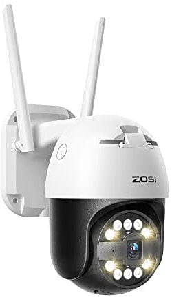 ZOSI 5MP 3K Pan/Tilt WLAN Überwachungskamera Aussen, 355°/140° Schwenkbar IP Kamera mit Plug-in Strom, 8X Digital Zoom, Personenerkennung, C296