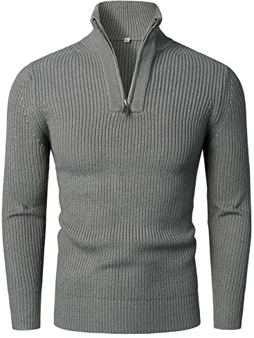 HOOD CREW Men’s Long Sleeve Jumper Causal Tops Fall Stand Collar Zipper Pullovers