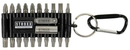 STROXX 22tlg. Bit-Set 1/4 X 25mm - mit Gummihalter & Karabiner - Zubehör für Akkuschrauber - Universal Bithalter 50 mm - Schrauberbit -