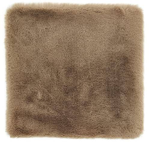 -LUXOR- living Sitzkissen Coste - Kunstfell Stuhlauflage als Deko Wohnzimmer oder Stuhlkissen - gemütliches Sitzkissen Stuhl Dekokissen 40 x 40 cm eckig Taupe 1 Stück