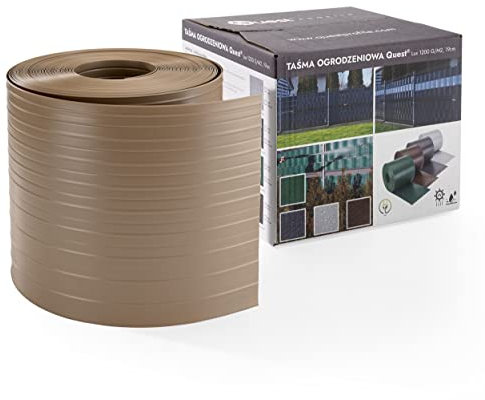 Quest Sichtschutzstreifen für Doppelstabmatten aus Hart PVC - Sichtschutz Windschutz für Zaun im Garten Balkon Terrasse – Höhe: 19cm, Länge: 2,525m – 900g/m2 (10 Streifen x 2,525m, Beige)