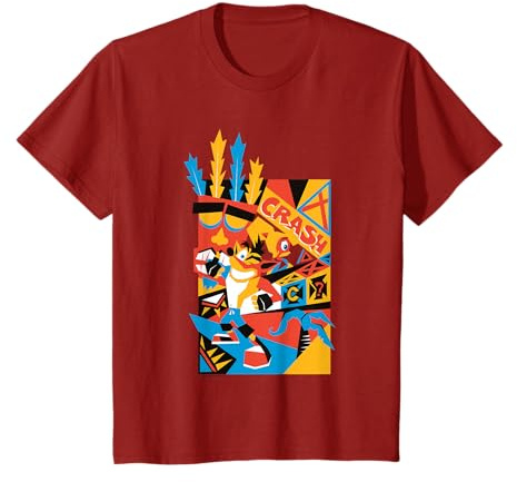 Crash Bandicoot Retro Nineties Crash Aku Aku Graffiti Badge Maglietta