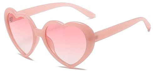 YUELUQU Herz Sonnenbrille Damen Herren Polarisierte 90er Vintage Festival accessoires Party brille (Rosa-Farbverlauf rosa)