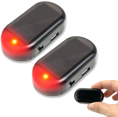 Alarmanlage Auto, Anti Diebstahl Blinklampe, 2 Stück Solar Power Dummy Auto Alarm, Lampe Dummy Anti-diebstahl Blinkende Blinklampe