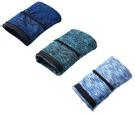 Pochette au Poignet, Portefeuille de Poche Avec Fermeture Éclair pour Course, Marche, Randonnée, Cyclisme, Yoga et Plus (L, Bleu + Océan + Roi)