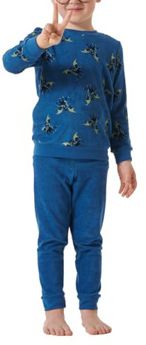 Schiesser Jungen Schlafanzug Warme Qualitäten Frottee - Fleece Interlock Größe 92 Bis 140 Pyjamaset, Blau_181869, 140 EU