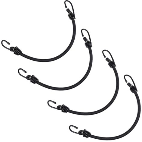 Veemoon 4pcs Elastic Ropes Hooks Versatile Bungee Straps for Camping Luggage and High-strength Easy to Use for Secure Fastening and Tent Fixing