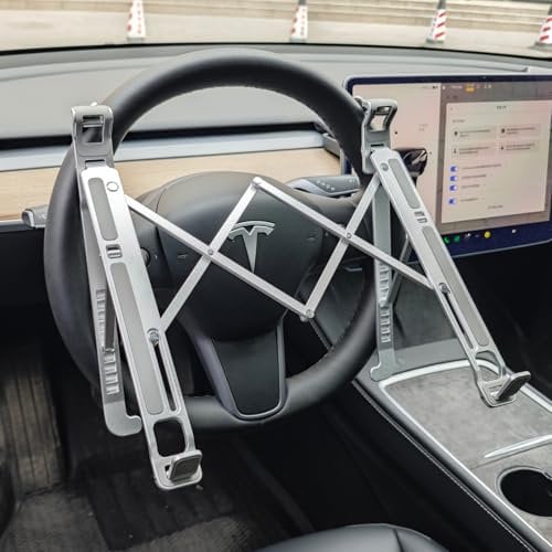 STEERTOP Auto-Laptophalterung, Lenkrad-Tabletthalter, höhenverstellbarer Auto-Schreibtisch für Laptop, Computer, Tablet, Faltbarer tragbarer Schoß-Laptopständer, LKW, SUV, Tesla